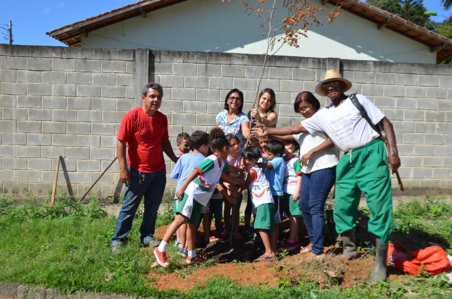 Alunos de Industrial fazem plantio de árvore nativa